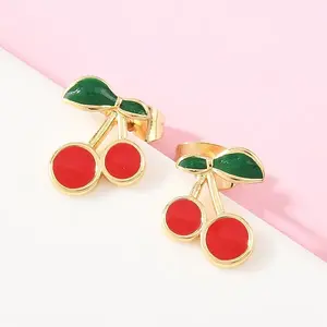 Brass Enamel Stud Earrings