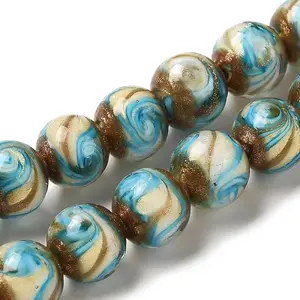 Gold Sand Lampwork Beads Strands