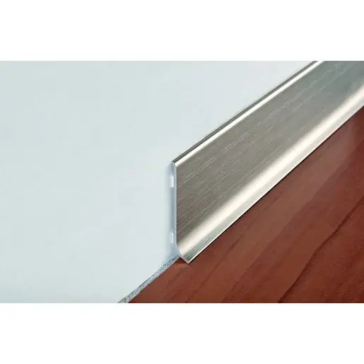 Lišta soklová Progress Profile strieborná lesk, hliník, dĺžka 200 cm, výška hrany 60 mm, BTBS60