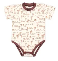 mrofi Body kr. rukáv, bavlna, zapínání u krku , Afrika, krémové, vel. 80