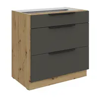 Spodní skříňka Aria 80 D 3S BB - Premium Box Barva korpusu: Dub artisan, Barva dvířek: GR - Graphite AFM