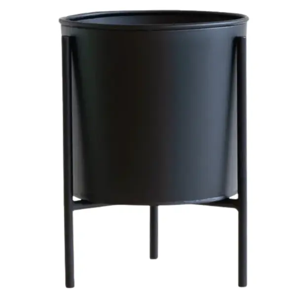 Kovový květináč se stojanem MATHY 18x25 cm, černý