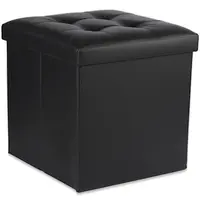 Černý skládací taburet ZAREX L z ekokůže