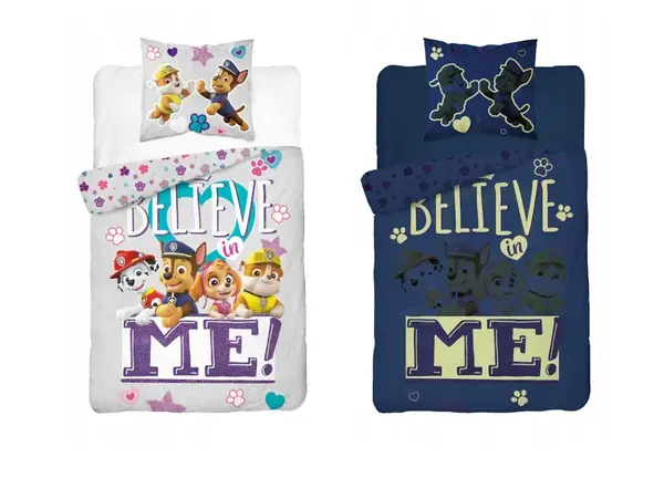 Svietiace obliečky PAW PATROL Believe me sivá Rozmer obliečky: 70 x 80 cm | 140 x 200 cm