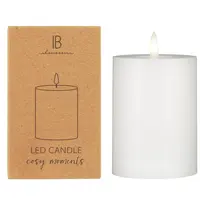 IB Laursen LED stĺpová sviečka WARM FLAME SL 10 cm biela