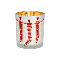 Sklenený svietnik CHRISTMAS STOCKING 10 cm biely