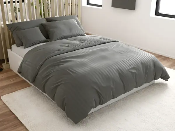 Hotelové obliečky z mikrovlákna JASMINE PURE sivé - prúžok 2 cm, hotelové vrecko Rozmer obliečky: 70 x 90 cm | 140 x 200 cm