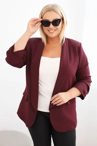 Kesi Włoski Dámska sako Plus Size bez zapínania s podšívkou XL/2XL slivková