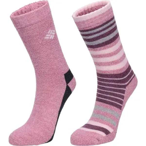 Columbia 2PP MOISTURE CONTROL STRIPE CREW Dámske ponožky, ružová, veľkosť