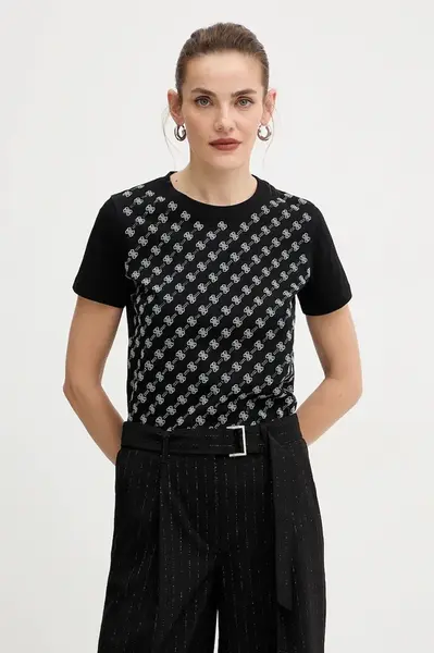 Bavlněné tričko Guess dámské, černá barva, W5BI21 I3Z14