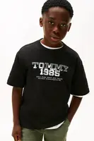 Dětské bavlněné tričko Tommy Hilfiger černá barva, s potiskem, KB0KB10087