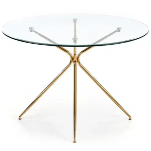 Stôl Rondo 110 Sklo/Oceľ – Transparentný/Zlatá