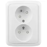 Dvojzásuvka s pootočeným zásuvkovým polem, Tango, barva bílá