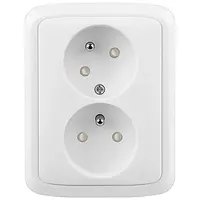 Dvojzásuvka s pootočeným zásuvkovým polem, Tango, barva bílá