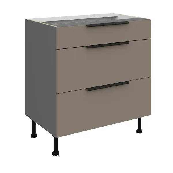 Spodní skříňka Aria ANT 80 D 3S BB - Premium Box Barva korpusu: Antracit, Barva dvířek: TA - Sandgrau AFM