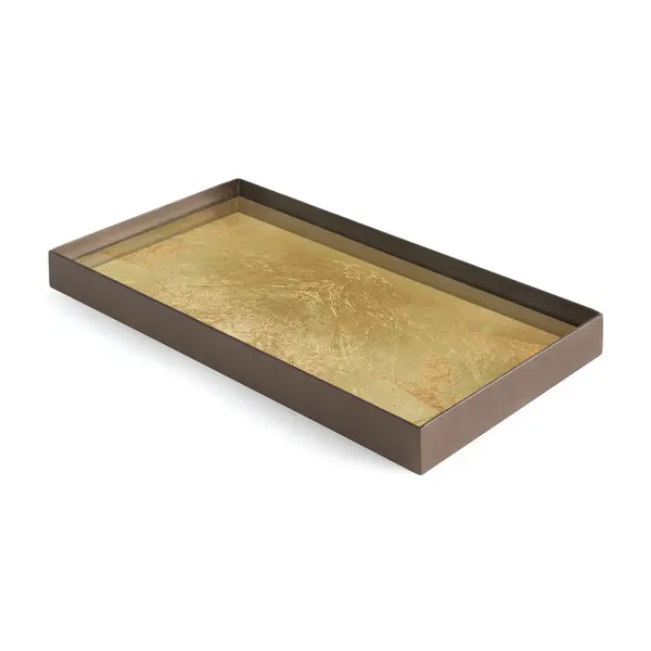 Podnos Gold Leaf - skleněný - obdélníkový - M - Ethnicraft