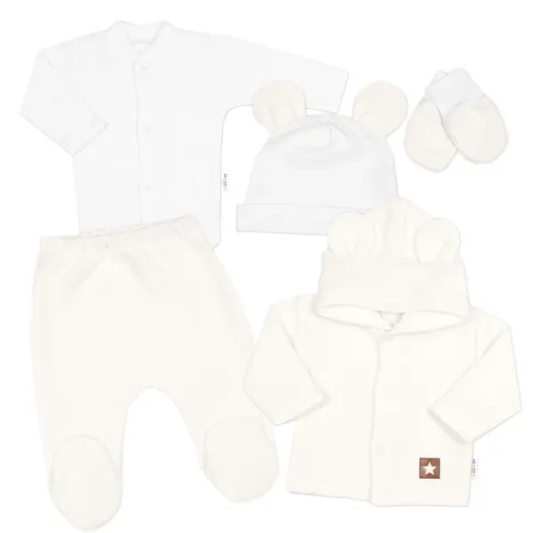 Pletená sada oblečenia pre bábätko, Star 5D - biela, veľ. 68