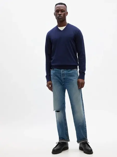 GAP Pánský Pletený svetr s výstřihem V 724350-05 Velikost: XS