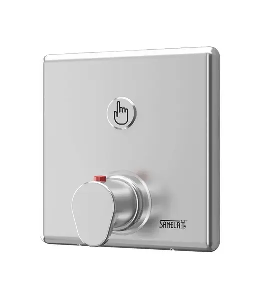 Sanela - Ovládanie spŕch piezo tlačidlom, s termostatom, 6 V, nerezová SLS 02PTAB