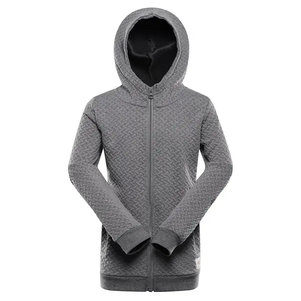 Dětská melírovaná mikina s kapucí alpine pro lelo tmavě šedá 128-134