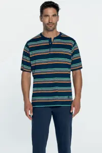 Pánské pyžamo LEONARDO L Tmavě modrá