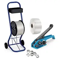 Páskovací sada textilní vázací pásky v odvíječi 13 mm, návin 1100 m, standardní, pevnost v tahu 380kg  | RAJA