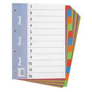 10 x Barevné kartonové rozlišovače, 12 dělicích listů