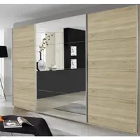 Šatní skříň Quadra, 315 cm, dub sonoma/zrcadlo