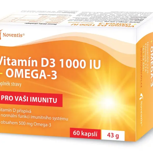 Noventis Vitamín D3 1000 IU + Omega-3 60 kapslí