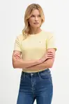 Bavlněné tričko Tommy Hilfiger dámské, žlutá barva, WW0WW40587