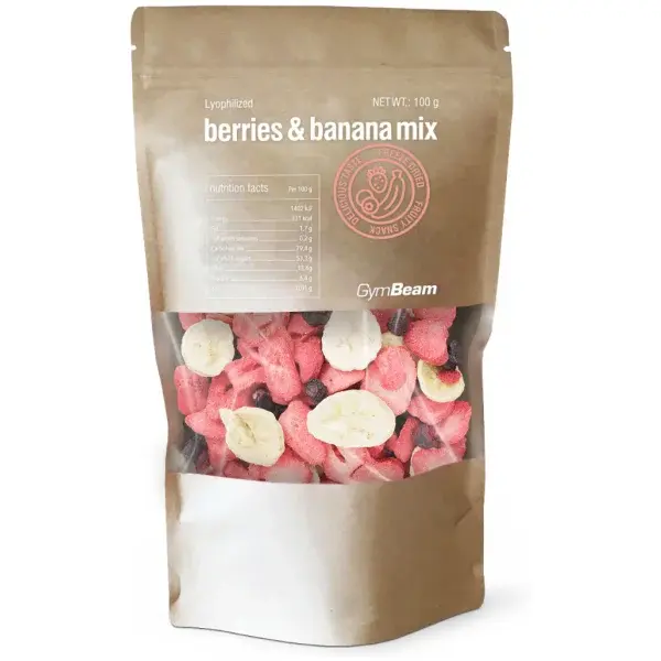 GymBeam LYOFILIZOVANÉ BOBULE A BANÁN 100 G Snack, , veľkosť