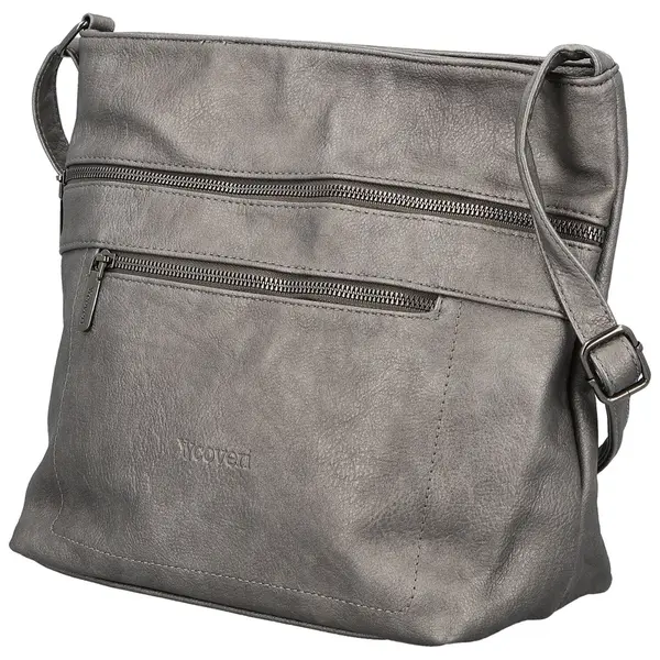 Stylová dámská koženková crossbody kabelka Olbba, stříbrná