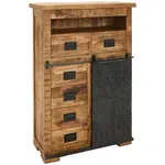 Ambia Home VYSOKÁ KOMODA, mangové dřevo, přírodní barvy, černá, 90/130/40 cm