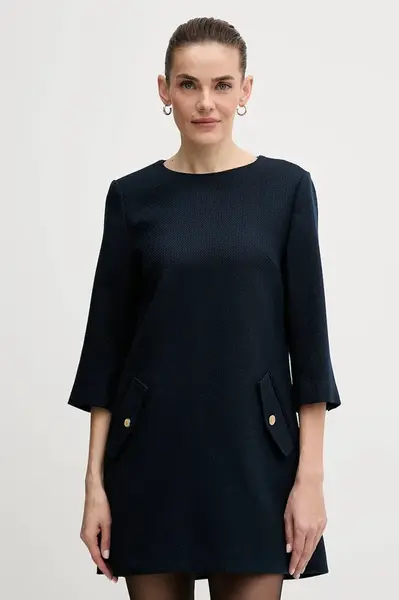 Šaty Tommy Hilfiger tmavomodrá barva, mini, WW0WW47800