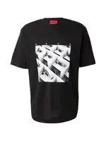 HUGO Tričko 'Dodger'  svetlosivá / tmavosivá / čierna / biela