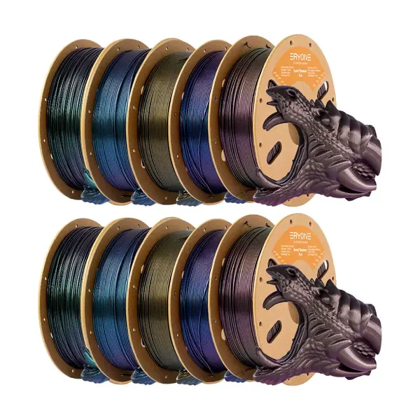 10kg ERYONE Burnt Titanium PLA Filament - 2kg Blue-purple + 2kg Red + 2kg Dark Golden + 2kg Blue + 2kg Green