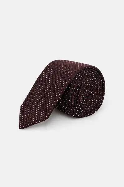 Kravata s hedvábím HUGO Tie 6 cm hnědá barva, 50520645