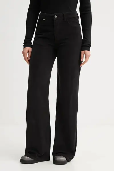 Kalhoty United Colors of Benetton dámské, černá barva, široké, high waist, 41ULDE029