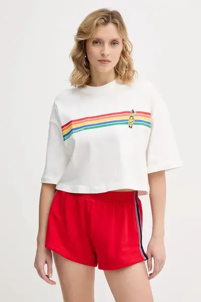 Bavlněné tričko United Colors of Benetton x Stranger Things dámské, bílá barva, 3BL0D10BC