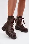 Boto Oteplené dámské boty s ozdobným šněrováním čokoládové Elindra