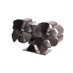 HS Flamingo Ventilátor na kachle 2hlavý, 3lopatkový, čierny, 105 x 255 x 140 mm