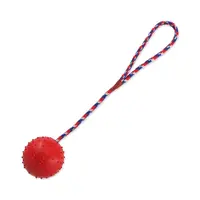 Dog Fantasy Hračka míček gumový s provazem mix barev průměr 7 cm