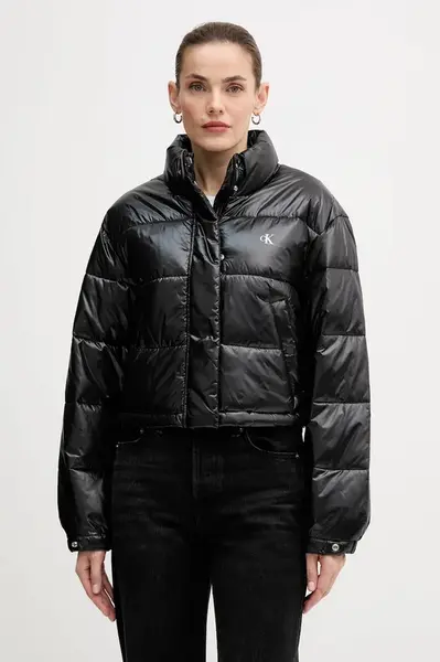 Bunda Calvin Klein Jeans černá barva, zimní, LV047D504G