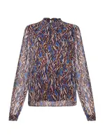 VILA Blúzka 'VIFALIA'  nebielená / kráľovská modrá / karamelová / tmavohnedá