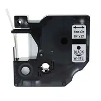 Kompatibilní páska s Dymo 43613, S0720780, 6mm x 7m, černý tisk / bílý podklad