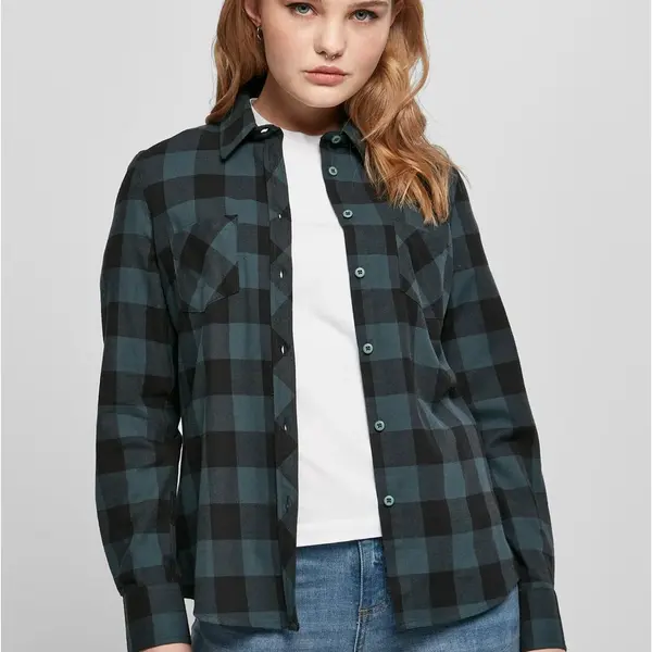 Ladies Turnup Checked Flanell Shirt jasper/black