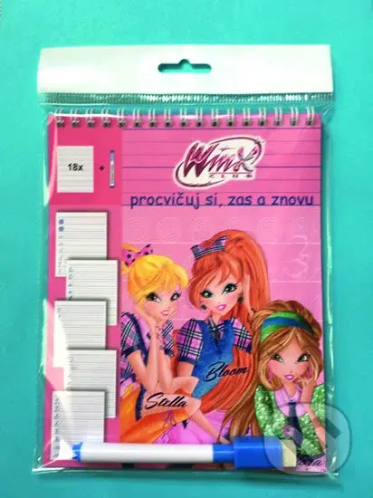 Winx Club - Stíratelné listy A5 s popisovačem – Procvičuj si, zas a znovu