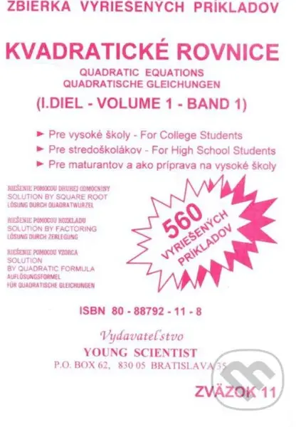 Kvadratické rovnice I. diel - Marián Olejár, Iveta Olejárová - kniha z kategorie Gymnázia