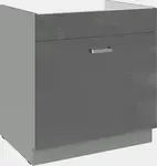 Spodní skříňka 80 ZL 1S BB - Premium Box Barva korpusu: Šedá, Barva dvířek: Šedý lesk (Šedá)