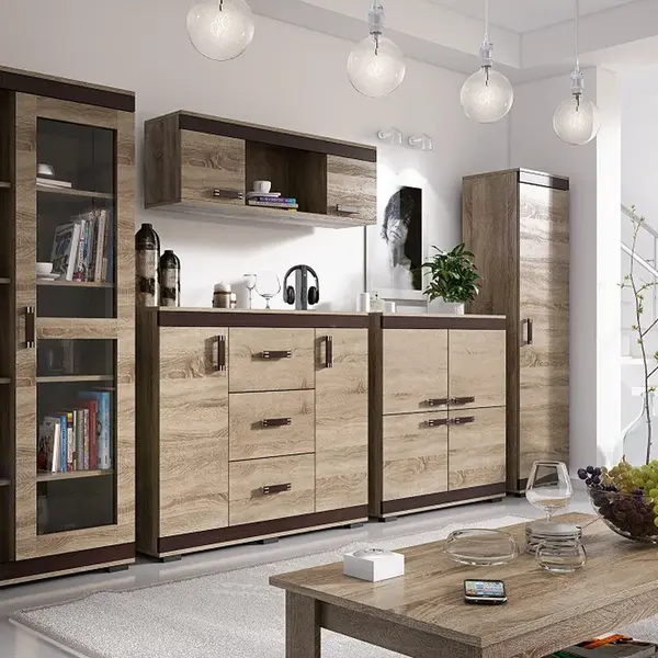 Obývací stěna Lili Barva korpusu: Wenge, Lišta: Dub - sonoma, Barva dvířek: Lancelot
